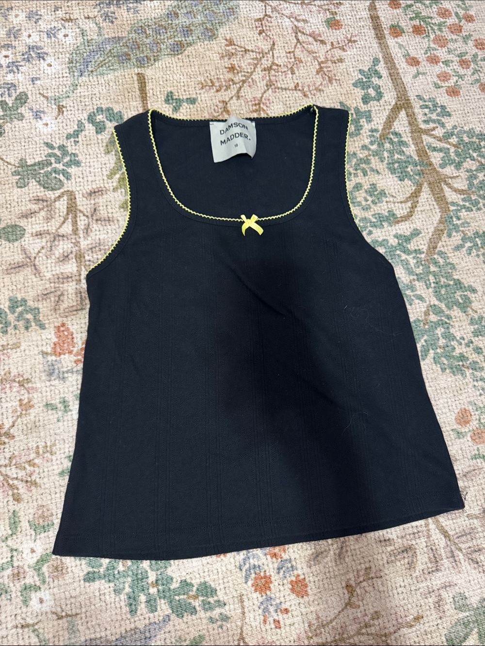 Damson Madder Black Tank Top with Yellow Trim
